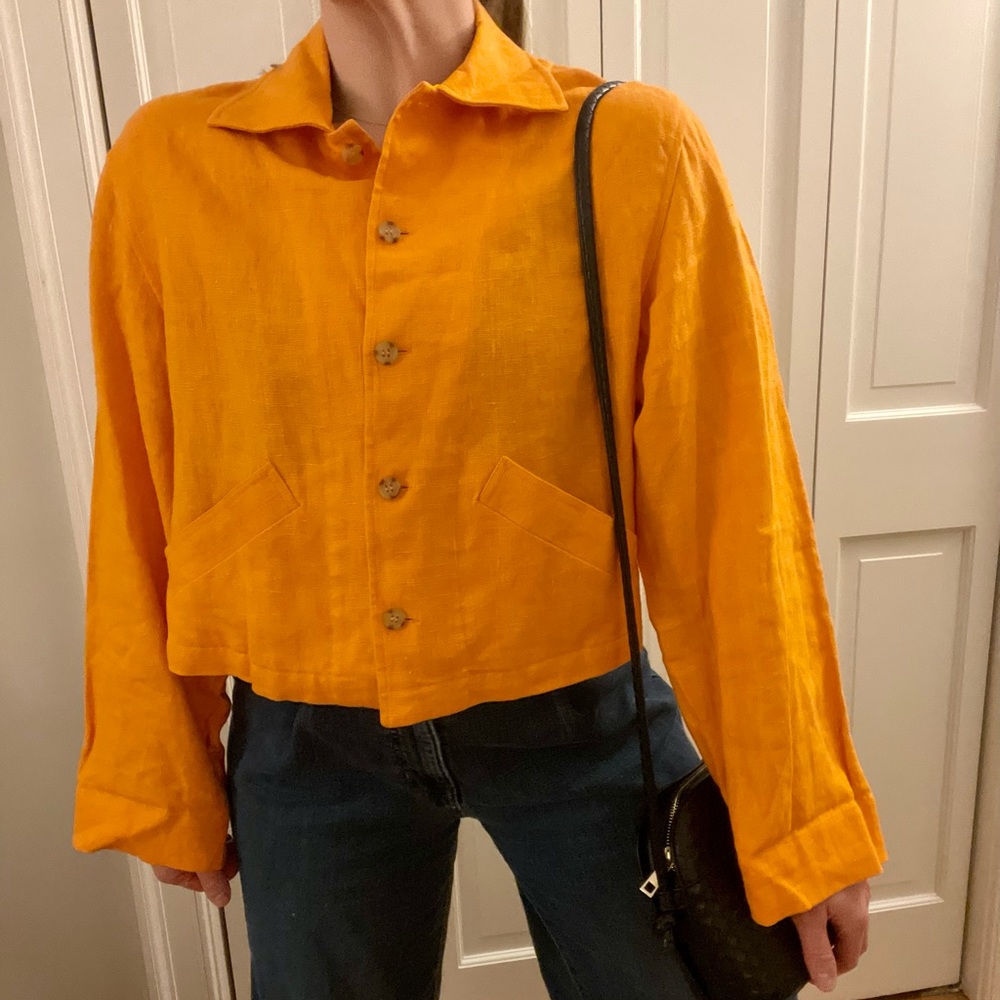 Cropped Linen Light Weight Jacket by Finity Studio Size 12